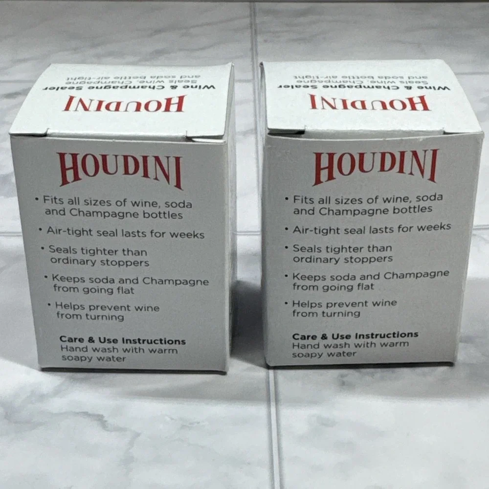 Houdini Metrokane Wine & Champagne Sealer Set of 2 Red & Teal New In Box